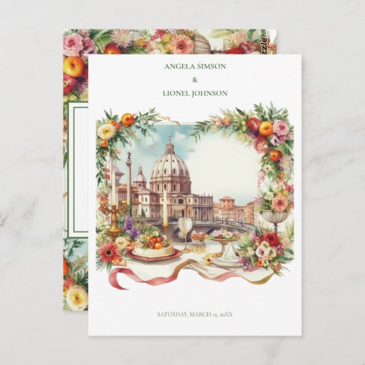フィレエレガントンス・イタリアのディナーへの招待状 ポストカード (正面/裏面)