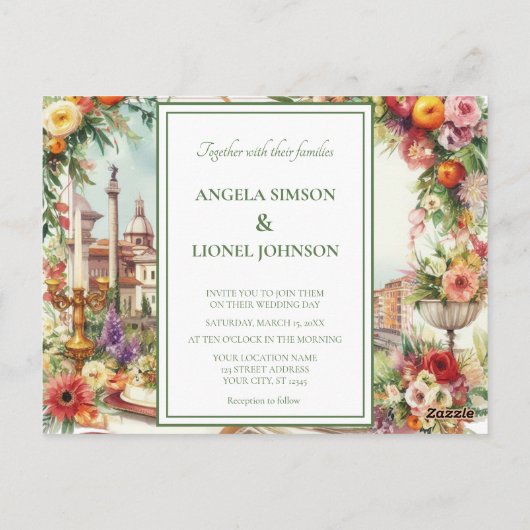 フィレエレガントンス・イタリアのディナーへの招待状 ポストカード (裏面)