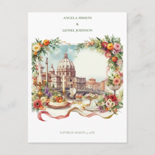 フィレエレガントンス・イタリアのディナーへの招待状 ポストカード (正面)