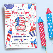 フィレクラッカー4th 7月8日誕生日愛国かわいいi 招待状