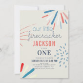 フィレクラッカー7月4日の花火1日の誕生日 招待状 (正面)