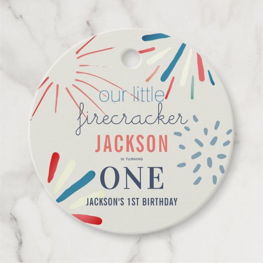 フィレクラッカー7月4日Fireworks誕生日 フェイバータグ (正面)