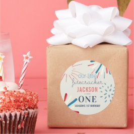 フィレクラッカー7月4日Fireworks誕生日 ラウンドシール