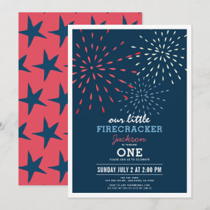 フィレクラッカー7月4日Fireworks誕生日 招待状