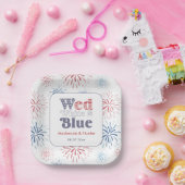 フィレクラッ結婚カーホワイトブルーバックヤードウェディングシャワー ペーパープレート (パーティー)