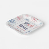 フィレクラッ結婚カーホワイトブルーバックヤードウェディングシャワー ペーパープレート (傾斜あり)