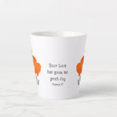 フィレモン1:7 クリスチャン トロピカル ハイビスカス フラワー カフェラテマグ (正面)