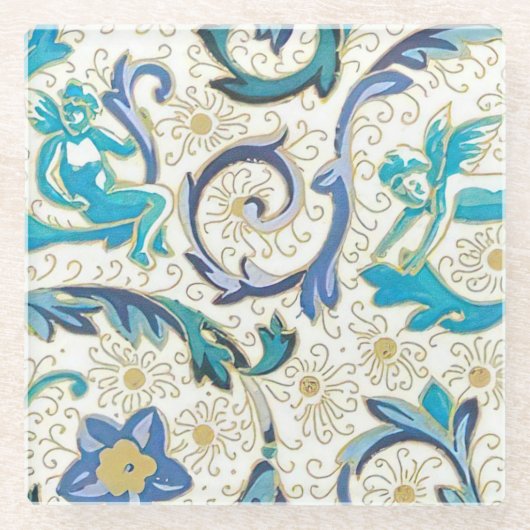 フィレンイタリアンツェ模様 ガラスコースター (正面)