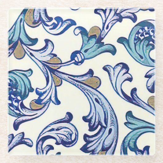 フィレンイタリアンツェ模様 ガラスコースター (正面)