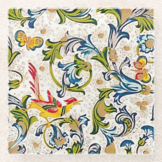 フィレンイタリアンツェ模様 ガラスコースター (正面)