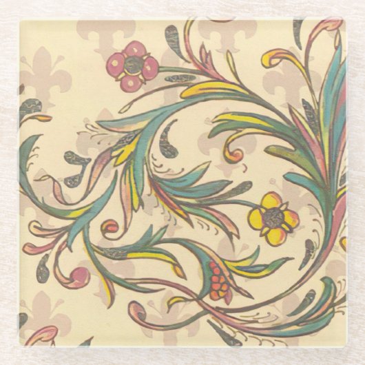 フィレンイタリアンツェ模様 ガラスコースター (正面)