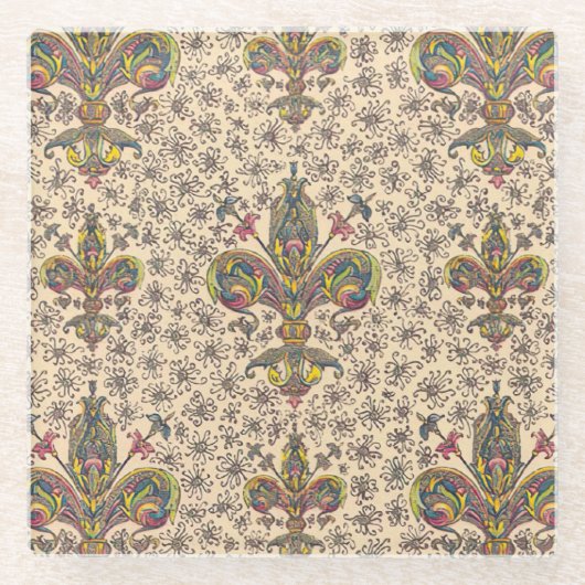 フィレンイタリアンツェ模様 ガラスコースター (正面)