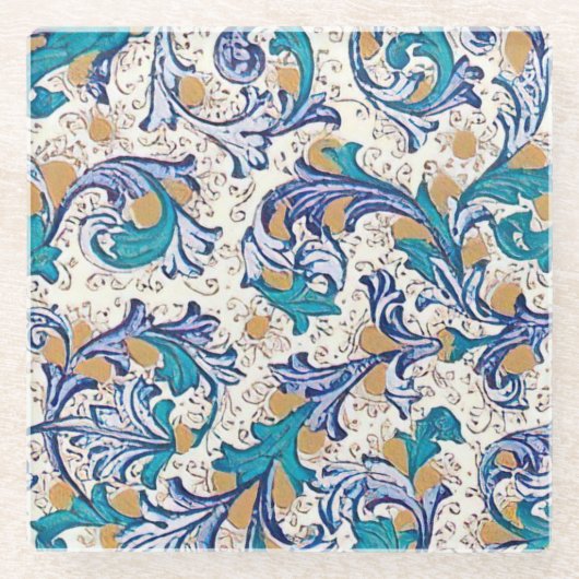 フィレンイタリアンツェ模様 ガラスコースター (正面)