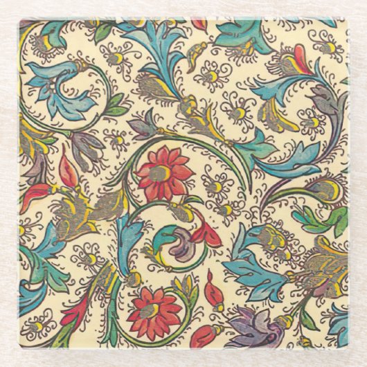 フィレンイタリアンツェ模様 ガラスコースター (正面)