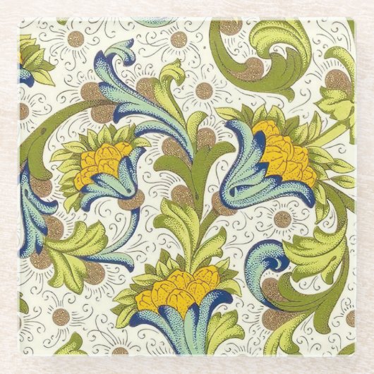 フィレンイタリアンツェ模様 ガラスコースター (正面)