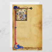 フィレンチン出生モチーフを有するフローラパーチメント 便箋 (正面/裏面)