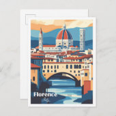 フィレンツイタリアアートワークトラベルプレイスイラストレーション ポストカード (正面/裏面)