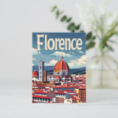 フィレンツイタリアヴィンテージレトロ旅行イラストレーション ポストカード (スタンド正面)
