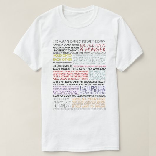 フィレンツェと機械歌詞タイポグラフィ Tシャツ (デザイン正面)
