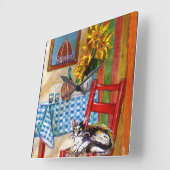 フィレンツェのイタリアンな台所 スクエア壁時計 (傾斜)