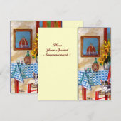 フィレンツェのイタリアンキッチン、赤と青 招待状 (正面/裏面)