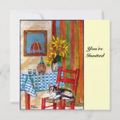 フィレンツェのイタリアンキッチン、赤と青 招待状 (裏面)