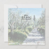 フィレンツェのオリーブの木 緑 青 白 茶色 招待状 (裏面)