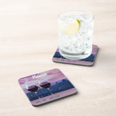 フィレンツェのスカイラインに赤ワインの2つのグラス コースター (右側)