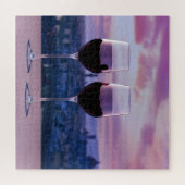 フィレンツェのスカイラインに赤ワインの2つのグラス ジグソーパズル (横)