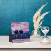 フィレンツェのスカイラインに赤ワインの2つのグラス フォトプラーク (インサイチュ)