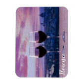 フィレンツェのスカイラインに赤ワインの2つのグラス マグネット (縦)