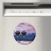 フィレンツェのスカイラインに赤ワインの2つのグラス マグネット (インサイチュ (食洗機))