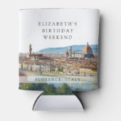 フィレンツェのスカイライン 水彩画 誕生日週末 缶クーラー (正面)