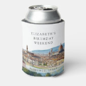 フィレンツェのスカイライン 水彩画 誕生日週末 缶クーラー (缶裏面)