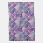 フィレンツェのタイルとモノグラム キッチンタオル (縦)