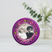 フィレンツェのルネサンスを彷彿とさせる花モノグラム、ピンクのフルーツ 招待状 (スタンド正面)