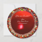 フィレンツェのルネサンスを彷彿とさせる 赤い花のクラウンモノグラム 招待状 (裏面)