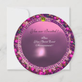 フィレンツェのルネサンス様式のピンクの花冠　モノグラム 招待状 (裏面)