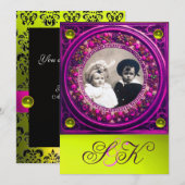 フィレンツェのルネサンス様式の果物 ダマスク・モノグラム 招待状 (正面/裏面)