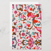 フィレンツェのルネサンス 赤い花の渦巻き, 花 便箋 (正面/裏面)