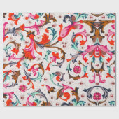 フィレンツェのルネッサンス赤いフローラ渦巻き、花 ラッピングペーパー (フラット)