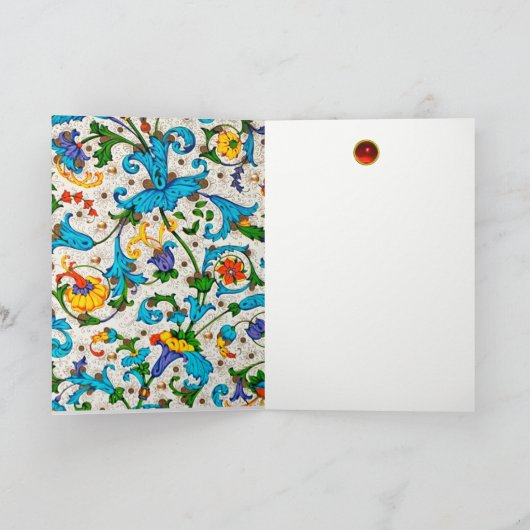 フィレンツェのルネッサンス青いフローラ渦巻き、花 シーズンカード (内部)