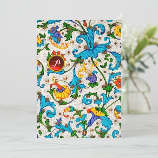 フィレンツェのルネッサンス青いフローラ渦巻き、花 シーズンカード (スタンド正面)