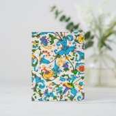 フィレンツェのルネッサンス青いフローラ渦巻き、花 ポストカード (スタンド正面)