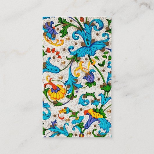 フィレンツェのルネッサンス青いフローラ渦巻き、花 名刺 (裏面)