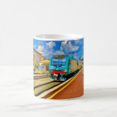 フィレンツェの列車はルッカのプラットホーム、マグで着きます コーヒーマグカップ (中央)