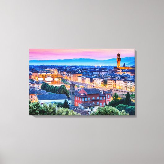 フィレンツェの夕日，イタリア キャンバスプリント (正面)
