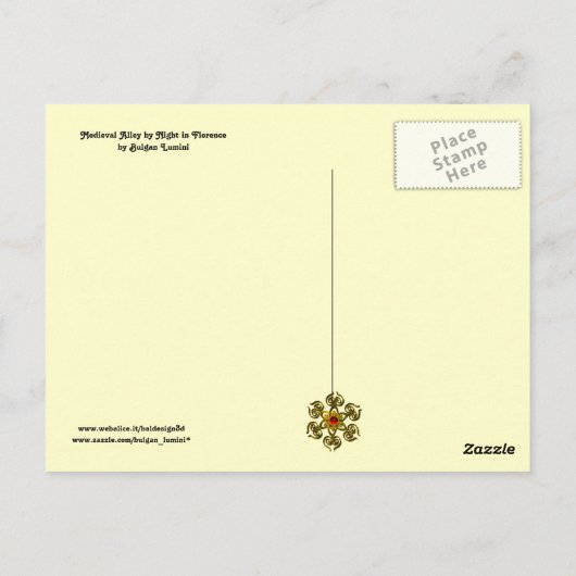 フィレンツェの夜のメディエーバルな路地 ポストカード (裏面)