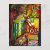 フィレンツェの夜のメディエーバルな路地 ポストカード (正面)