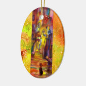 フィレンツェの夜の中世の路地 セラミックオーナメント (左)
